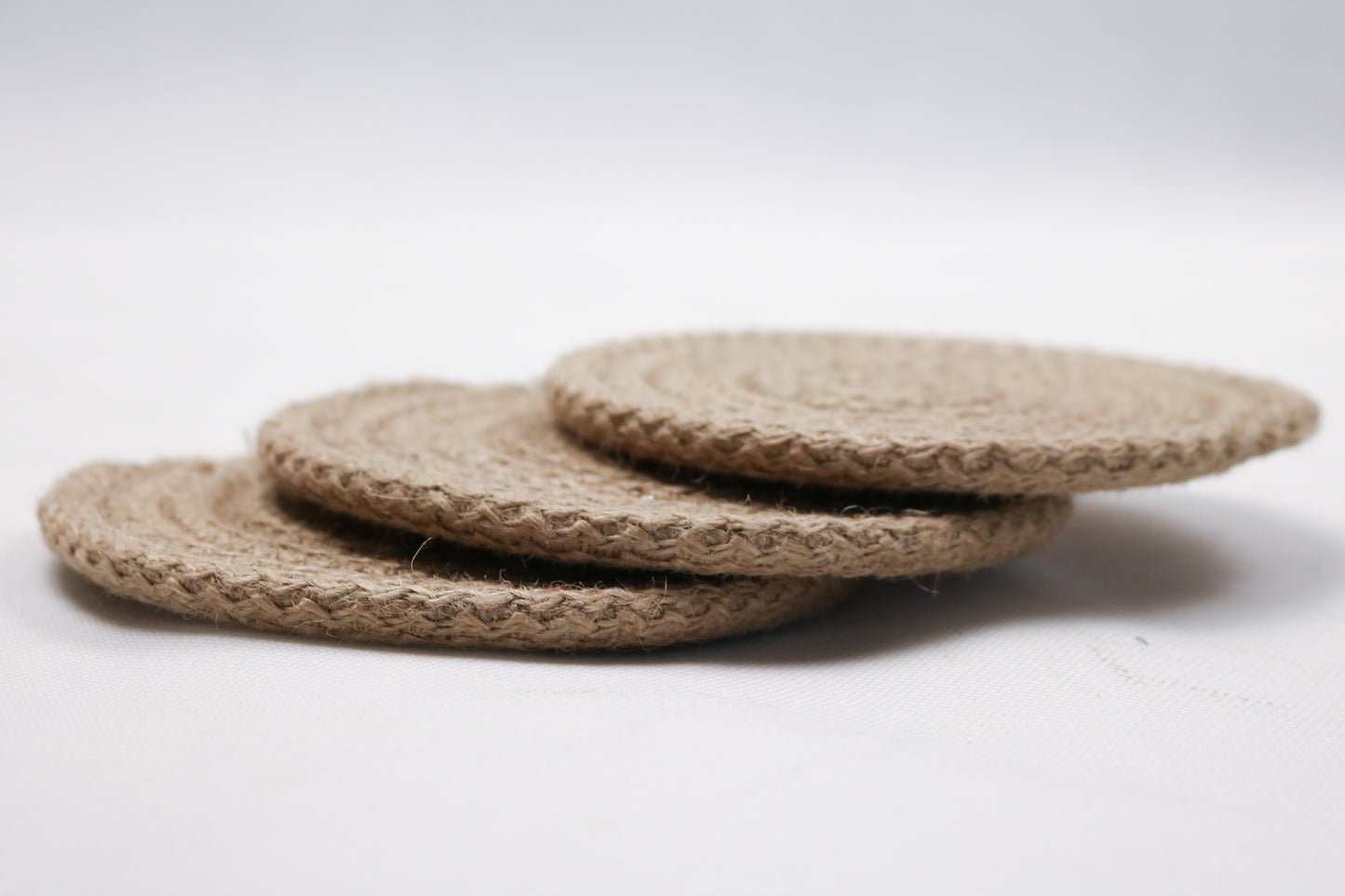 Natural Jute Coasters – Handwoven Set of 3
