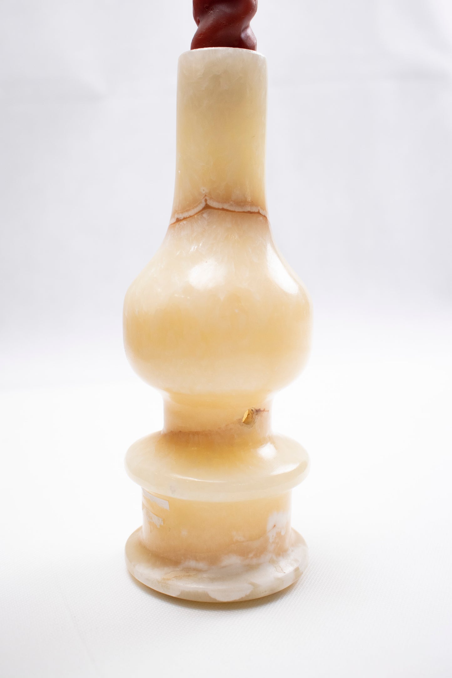 Natural Alabaster Candle Holder – Sculpted Stone Base