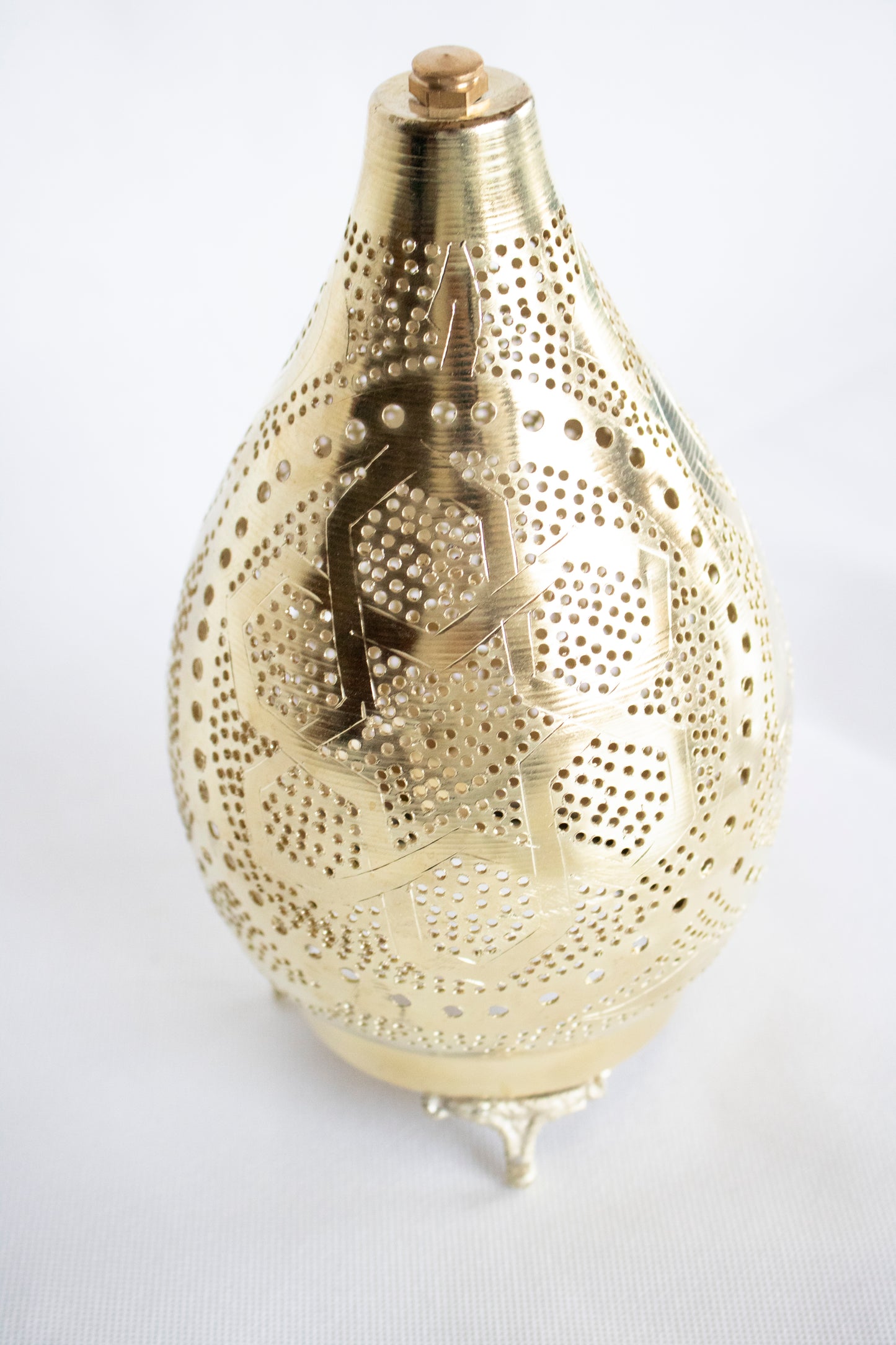 Handcrafted Metal Lantern with Perforated Design – Gold Finish