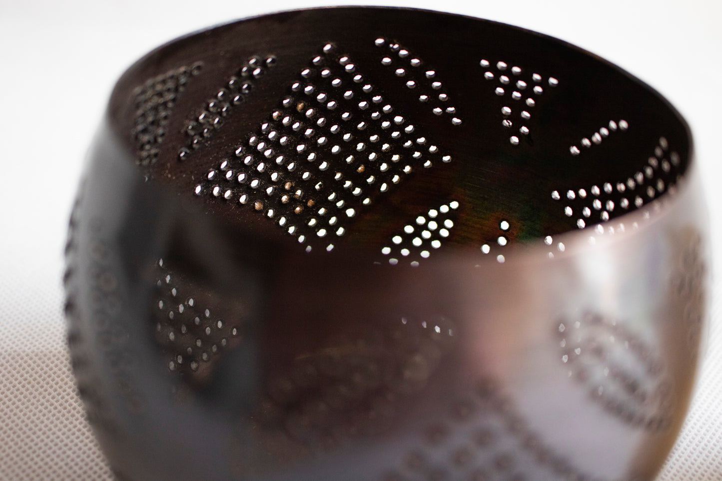 Handcrafted Perforated Metal Candle Holder