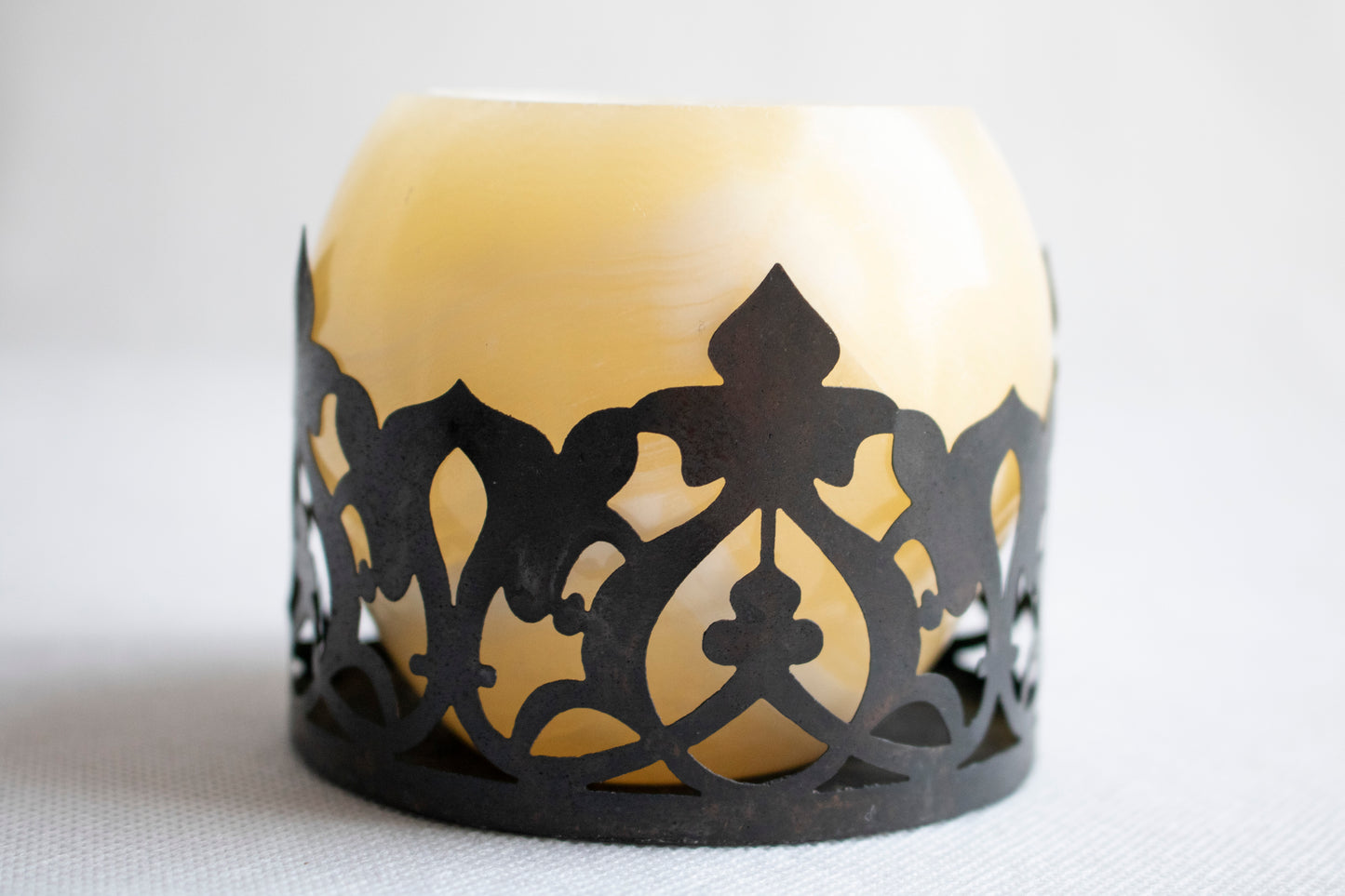 Alabaster Black Oud Scented Candler with Decorative Copper Sleeve