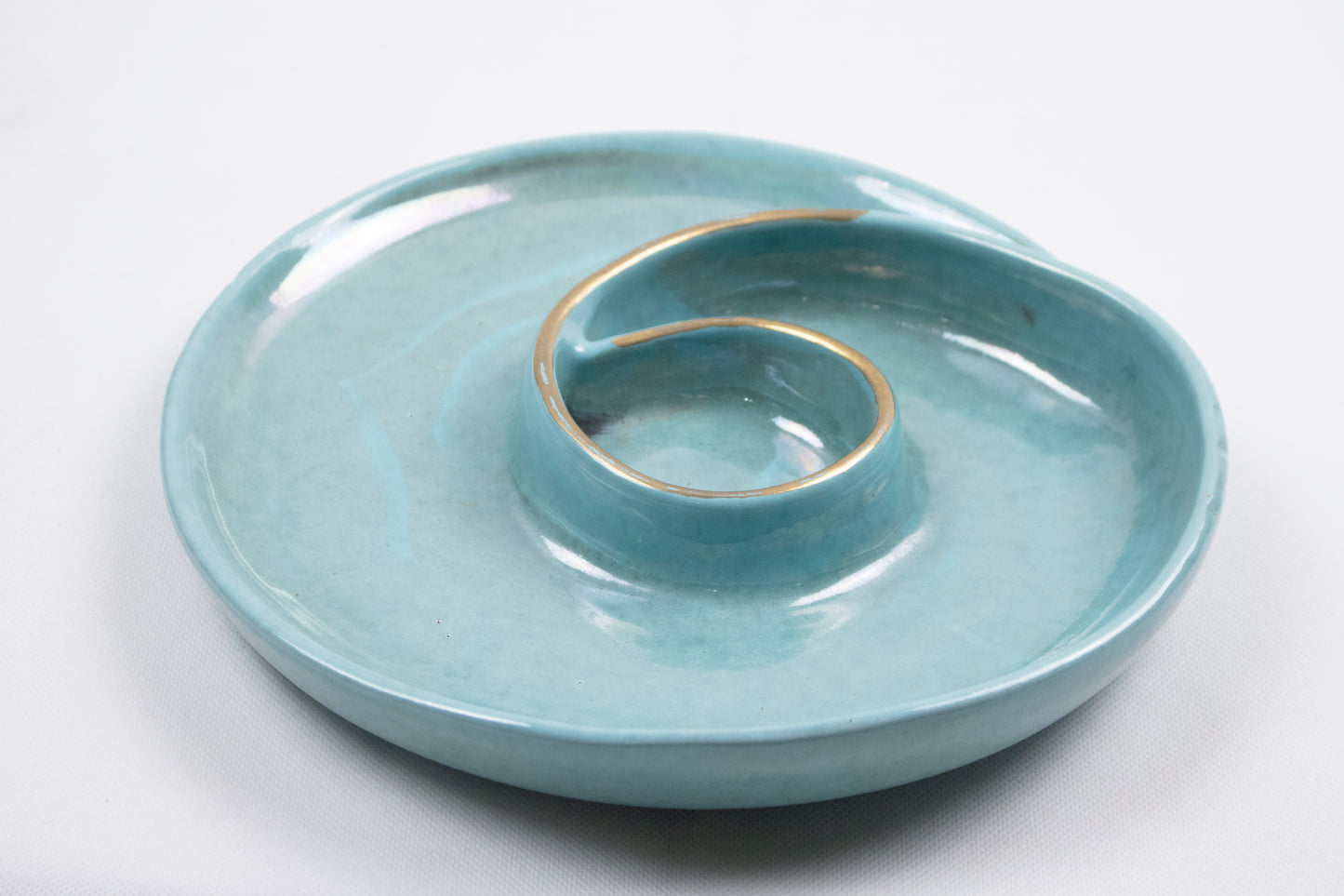 Handcrafted Clay Snack Plate with Integrated Dipping Bowl