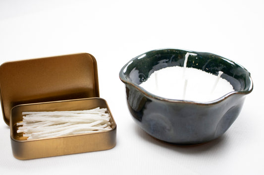 Handcrafted Clay Bowl Sand Candle Set with Extra Wicks