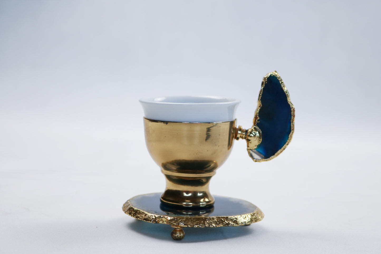 Agate Accent Demitasse Coffee Set – Gold Plated (1 Cup & 1 Coaster)