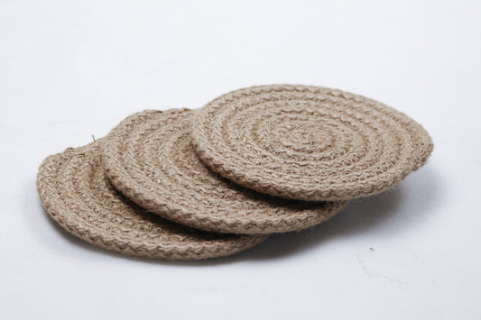 Natural Jute Coasters – Handwoven Set of 3
