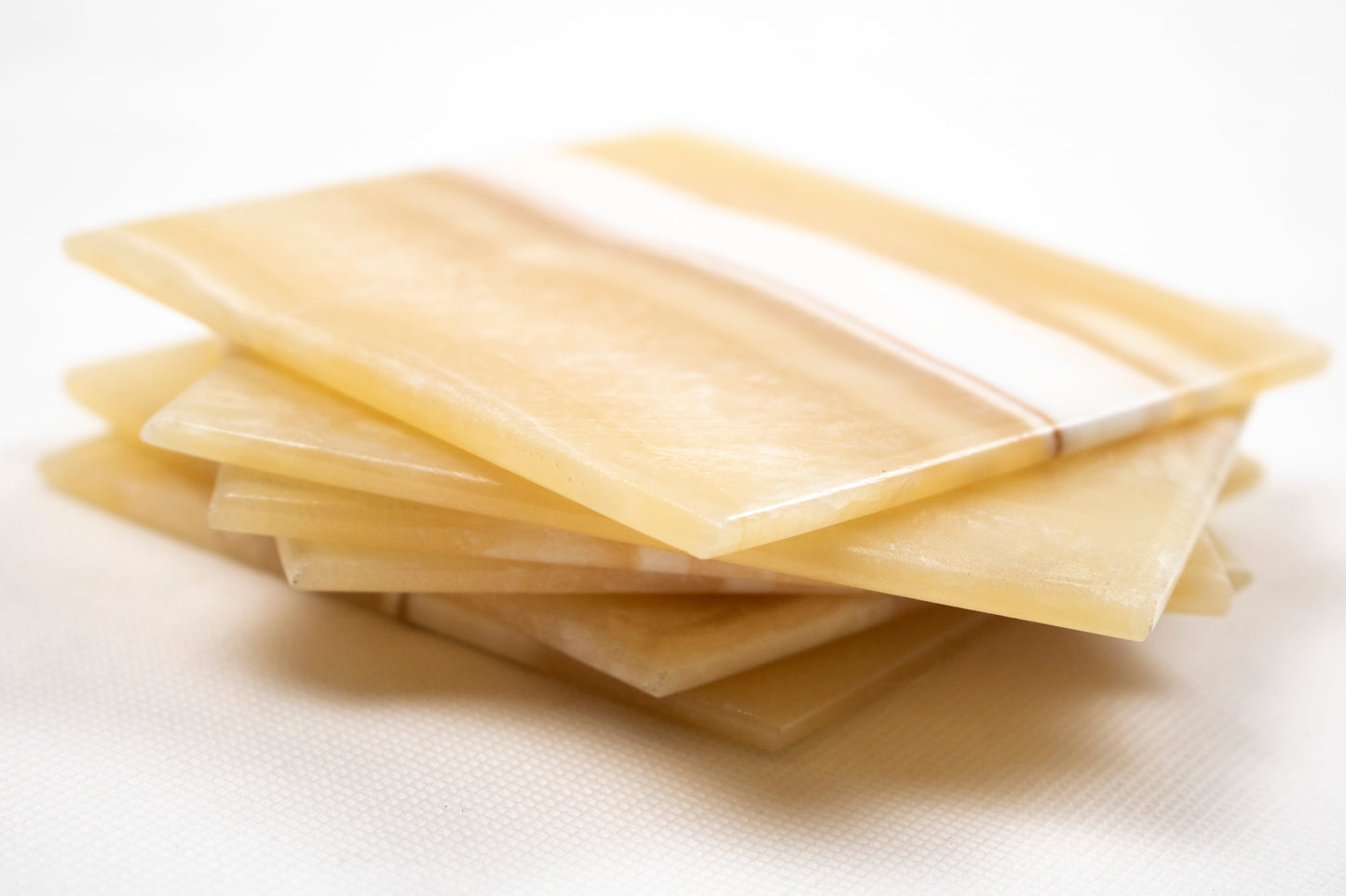 Natural Alabaster Cup Coaster – Square Polished Stone