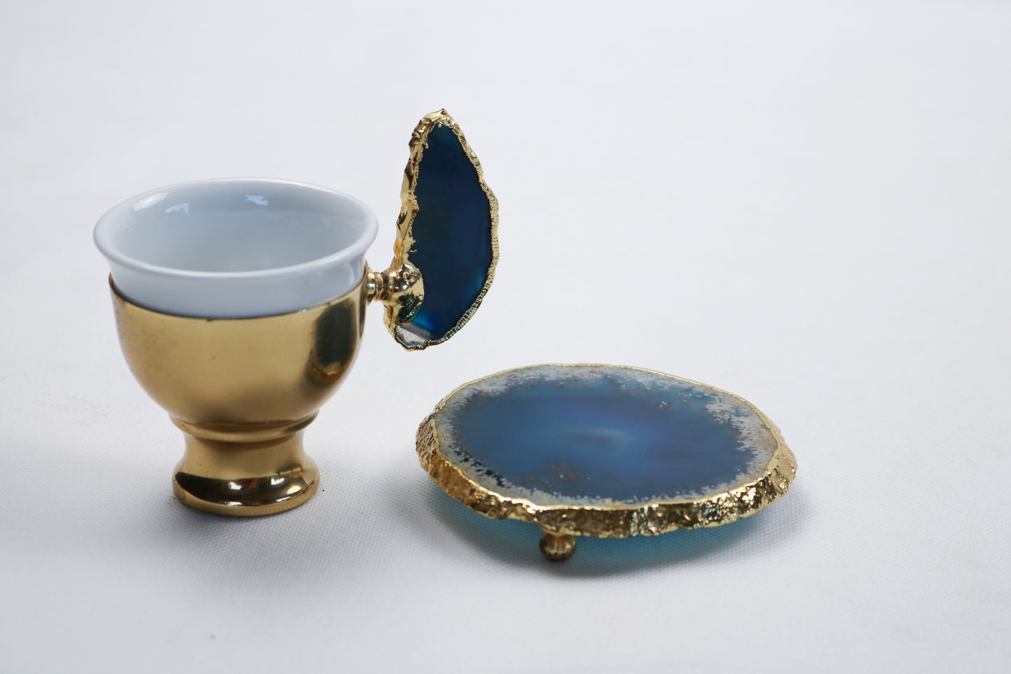 Agate Accent Demitasse Coffee Set – Gold Plated (1 Cup & 1 Coaster)