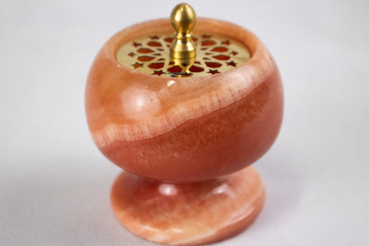 Alabaster Scent Diffuser with Decorative Brass Lid Small