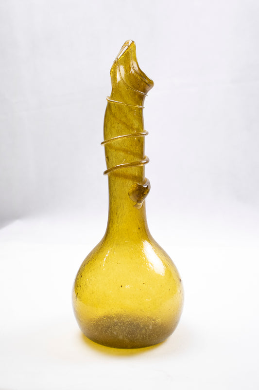 Hand-Blown Glass Vessel – Caged Sculptural Form