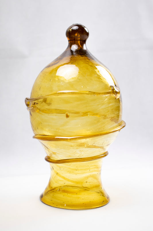 Hand-Blown Glass Bottle – Rounded Sculptural Form