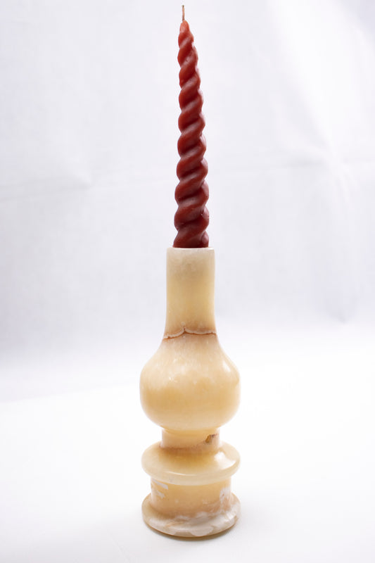 Natural Alabaster Candle Holder – Sculpted Stone Base
