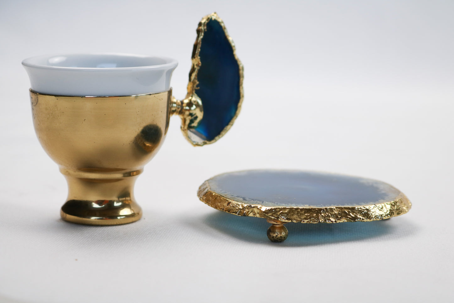 Agate Accent Demitasse Coffee Set – Gold Plated (1 Cup & 1 Coaster)