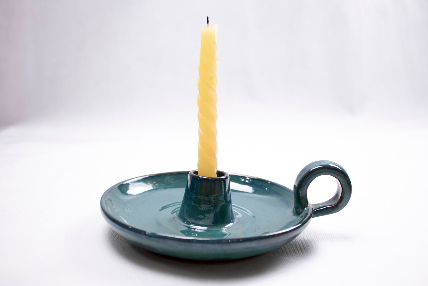 Handcrafted Clay Candle Holder Green