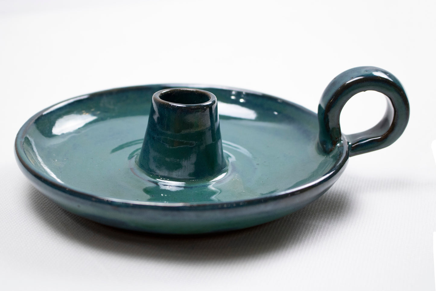 Handcrafted Clay Candle Holder Green