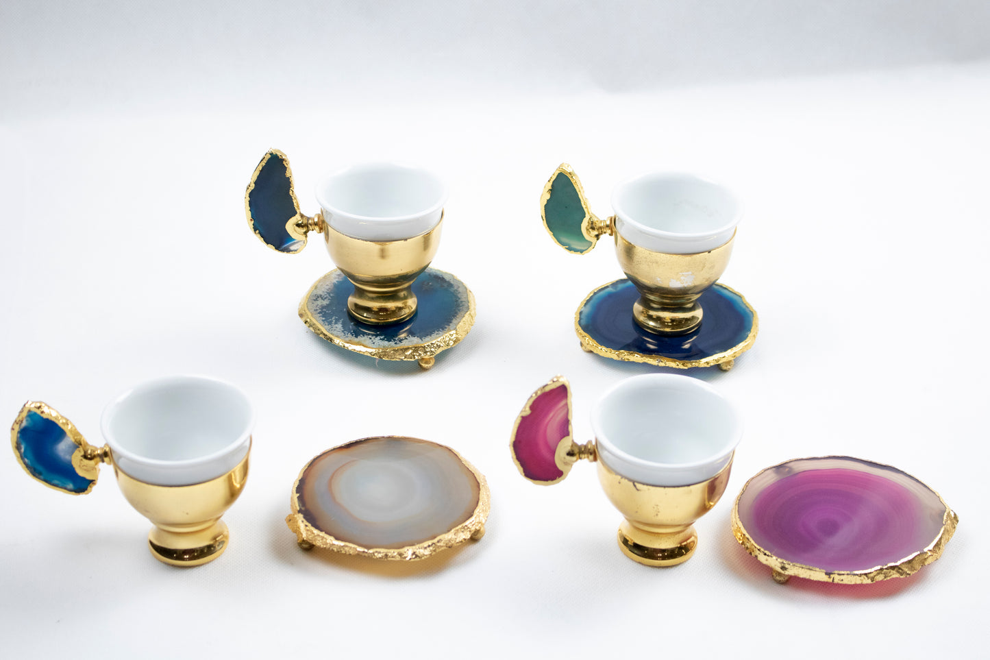 Agate Accent Demitasse Coffee Set – Gold Plated (1 Cup & 1 Coaster)