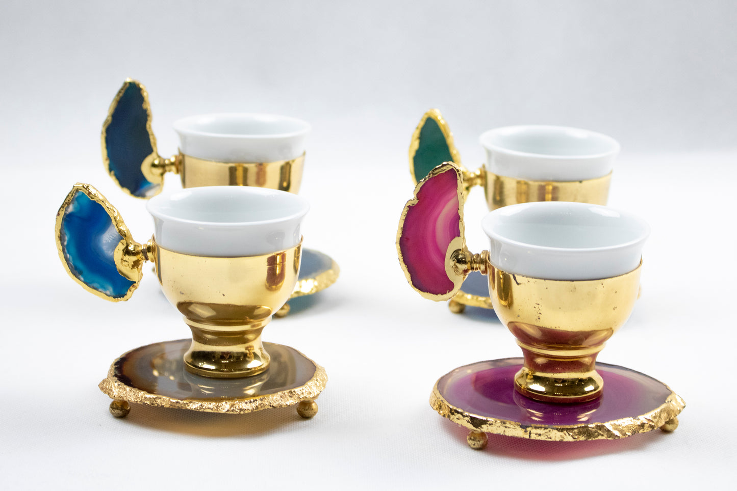 Agate Accent Demitasse Coffee Set – Gold Plated (1 Cup & 1 Coaster)
