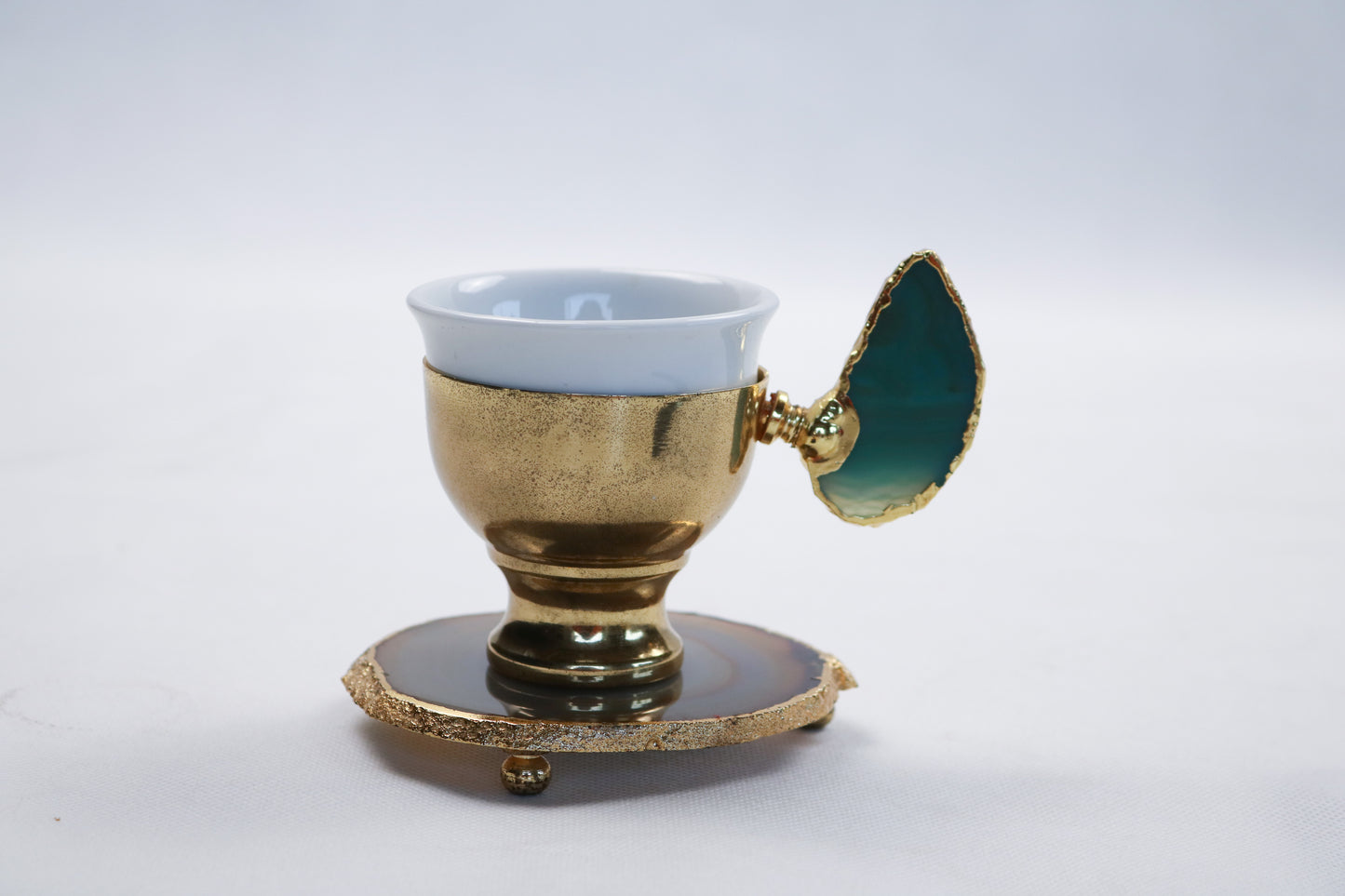 Agate Accent Demitasse Coffee Set – Gold Plated (1 Cup & 1 Coaster)