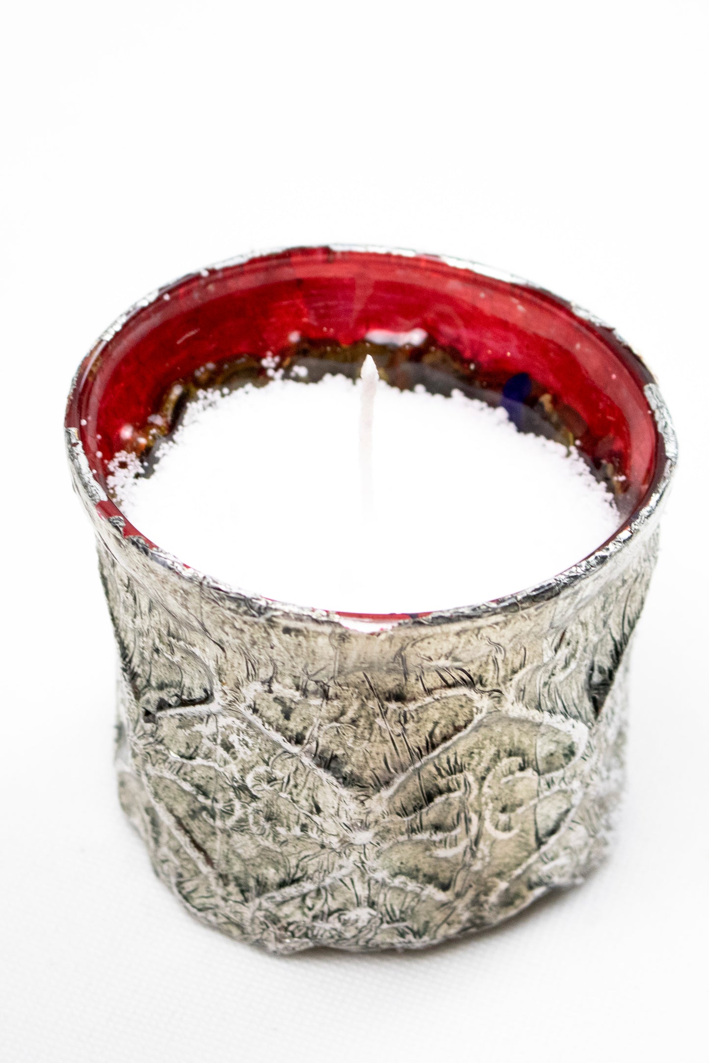 Glass Decorative Bottle with Silver Coil – Sand Candle