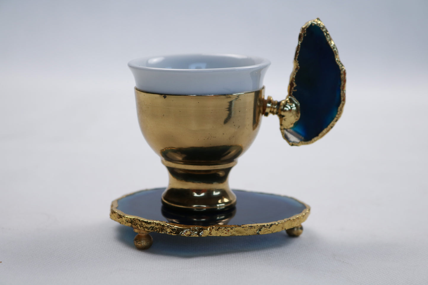 Agate Accent Demitasse Coffee Set – Gold Plated (1 Cup & 1 Coaster)