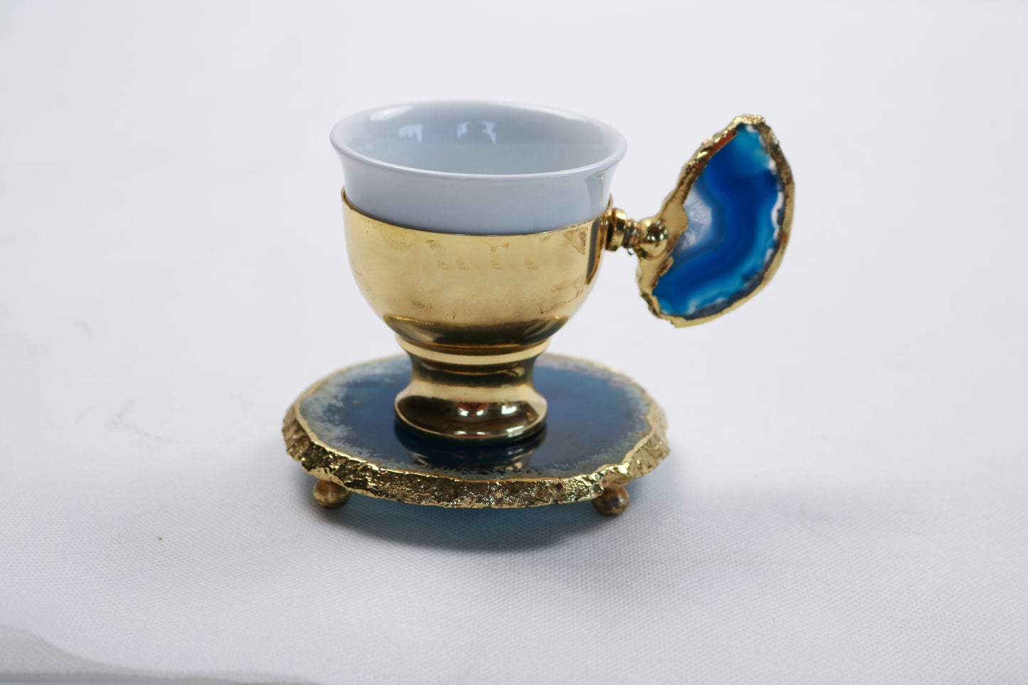 Agate Accent Demitasse Coffee Set – Gold Plated (1 Cup & 1 Coaster)