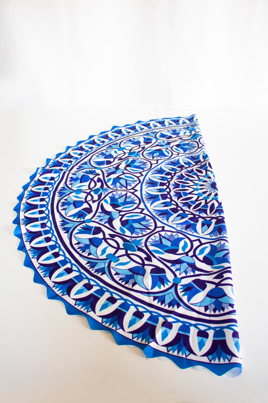 Round Blue Ramadan Table Cover