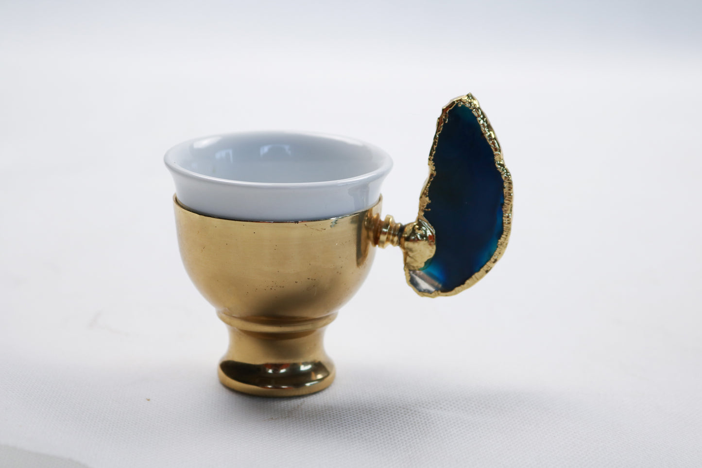 Agate Accent Demitasse Coffee Set – Gold Plated (1 Cup & 1 Coaster)