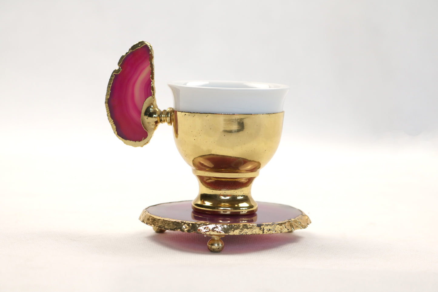 Agate Accent Demitasse Coffee Set – Gold Plated (1 Cup & 1 Coaster)