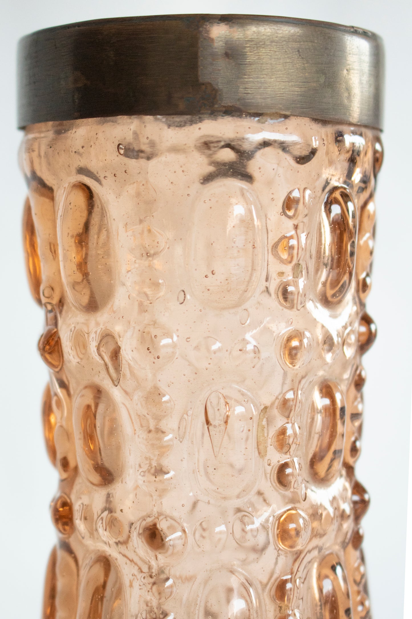 Handcrafted Copper Table Lamp with Textured Glass