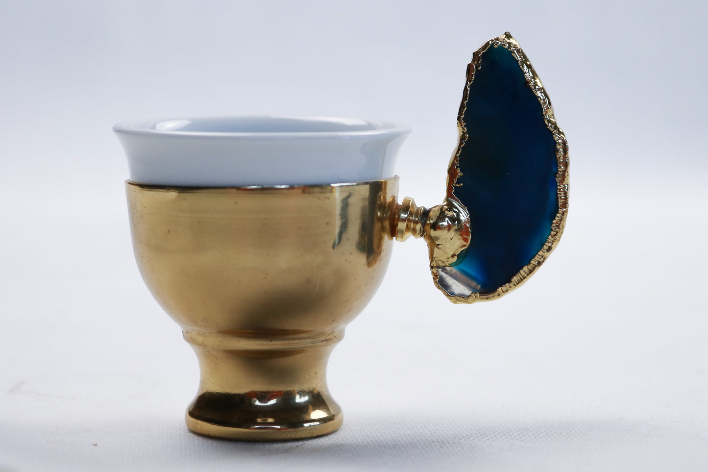 Agate Accent Demitasse Coffee Set – Gold Plated (1 Cup & 1 Coaster)