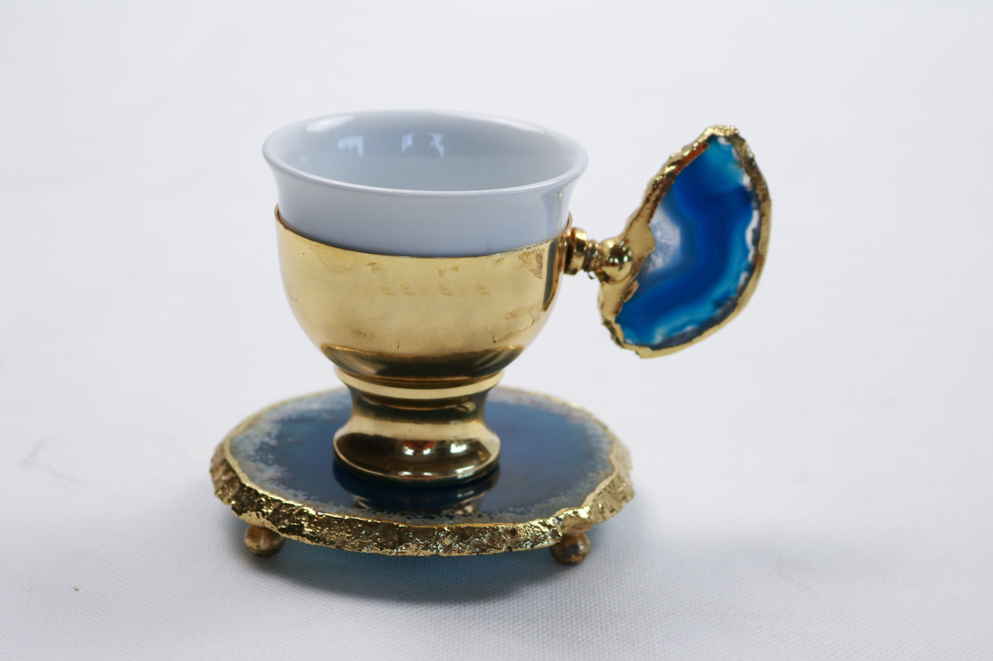 Agate Accent Demitasse Coffee Set – Gold Plated (1 Cup & 1 Coaster)