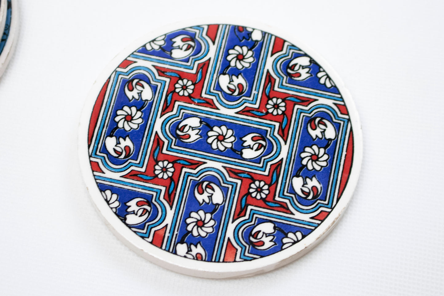 Handcrafted Ceramic Cube Coasters – Oriental Pattern Set