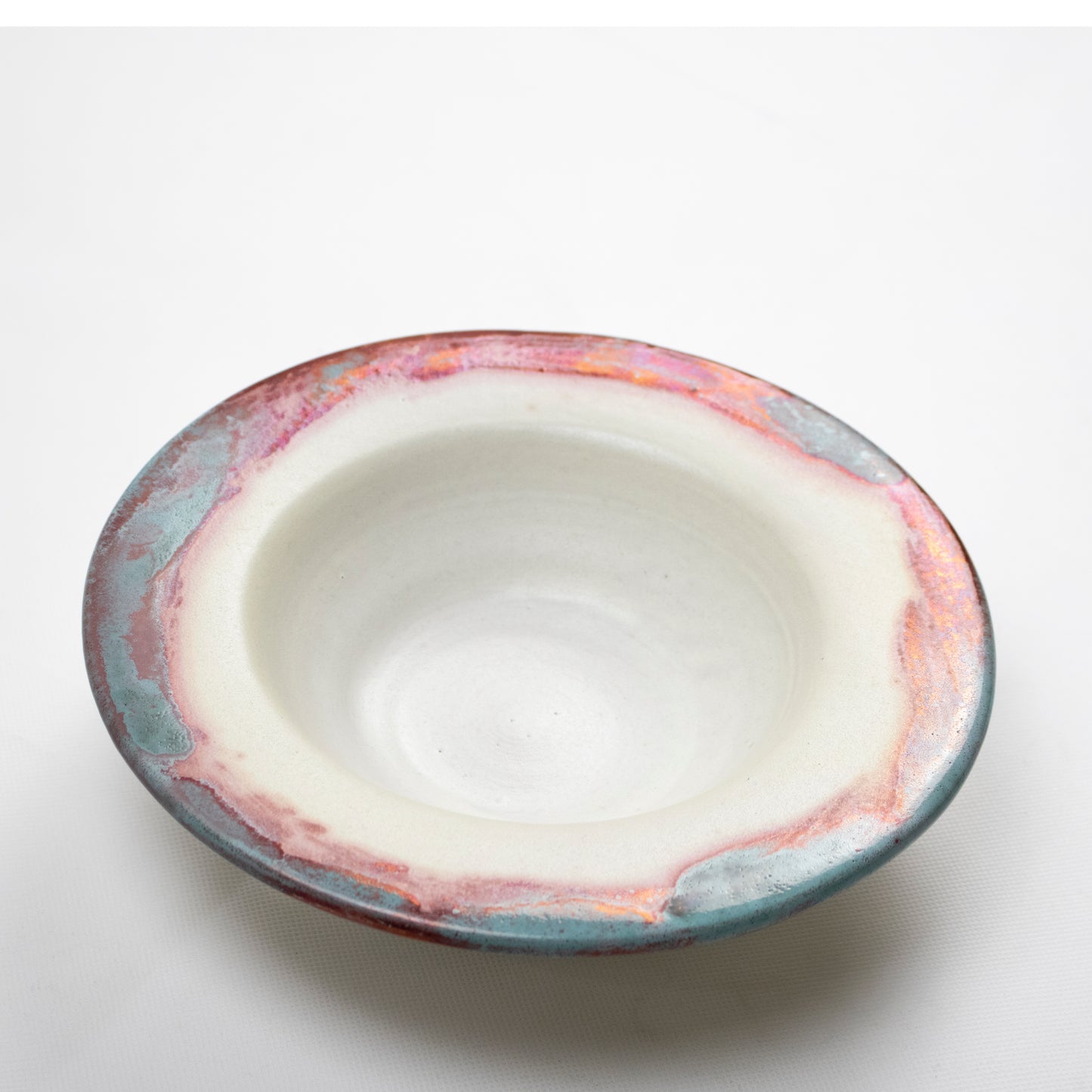 Handcrafted Deep Clay Serving Bowl Multicolor