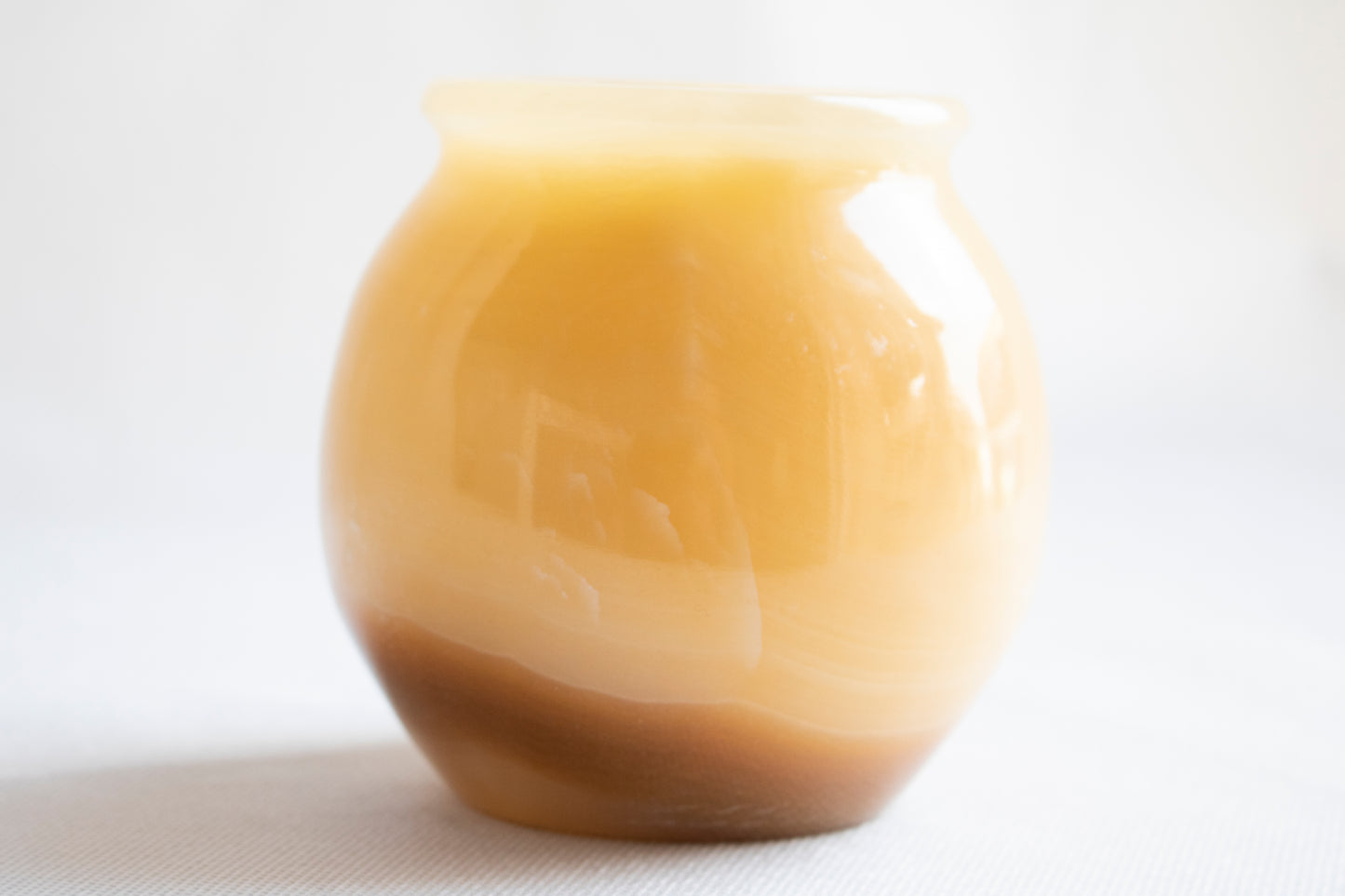 Natural Alabaster Candle Holder with Copper Ornamentation