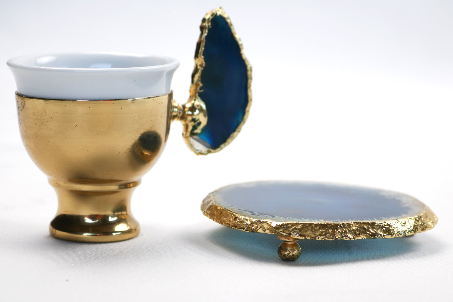 Agate Accent Demitasse Coffee Set – Gold Plated (1 Cup & 1 Coaster)