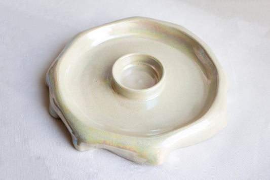 Handcrafted Ceramic Snack Bowl with Center Dip Holder
