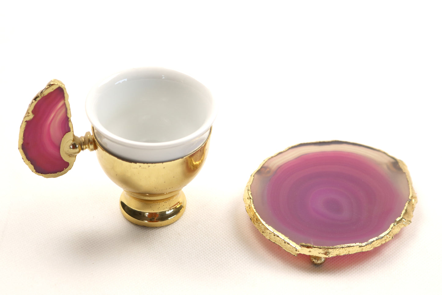 Agate Accent Demitasse Coffee Set – Gold Plated (1 Cup & 1 Coaster)