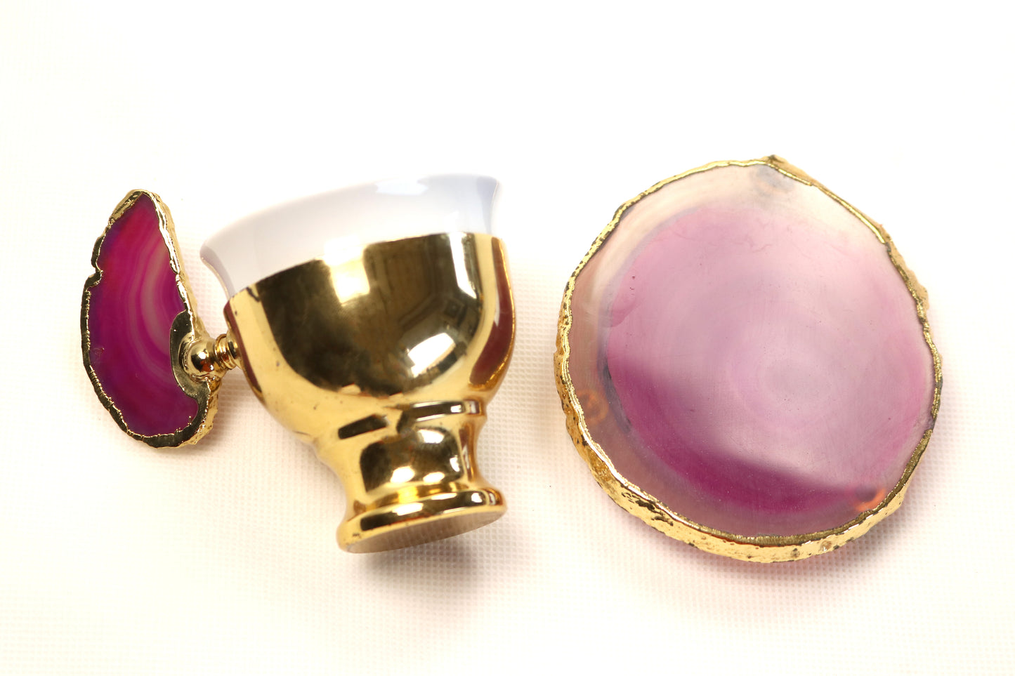 Agate Accent Demitasse Coffee Set – Gold Plated (1 Cup & 1 Coaster)