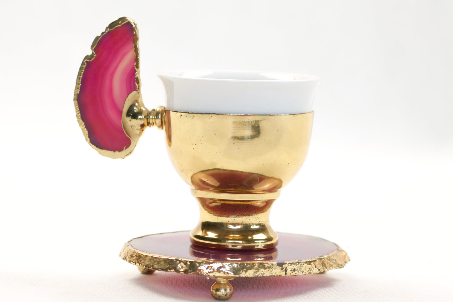 Agate Accent Demitasse Coffee Set – Gold Plated (1 Cup & 1 Coaster)