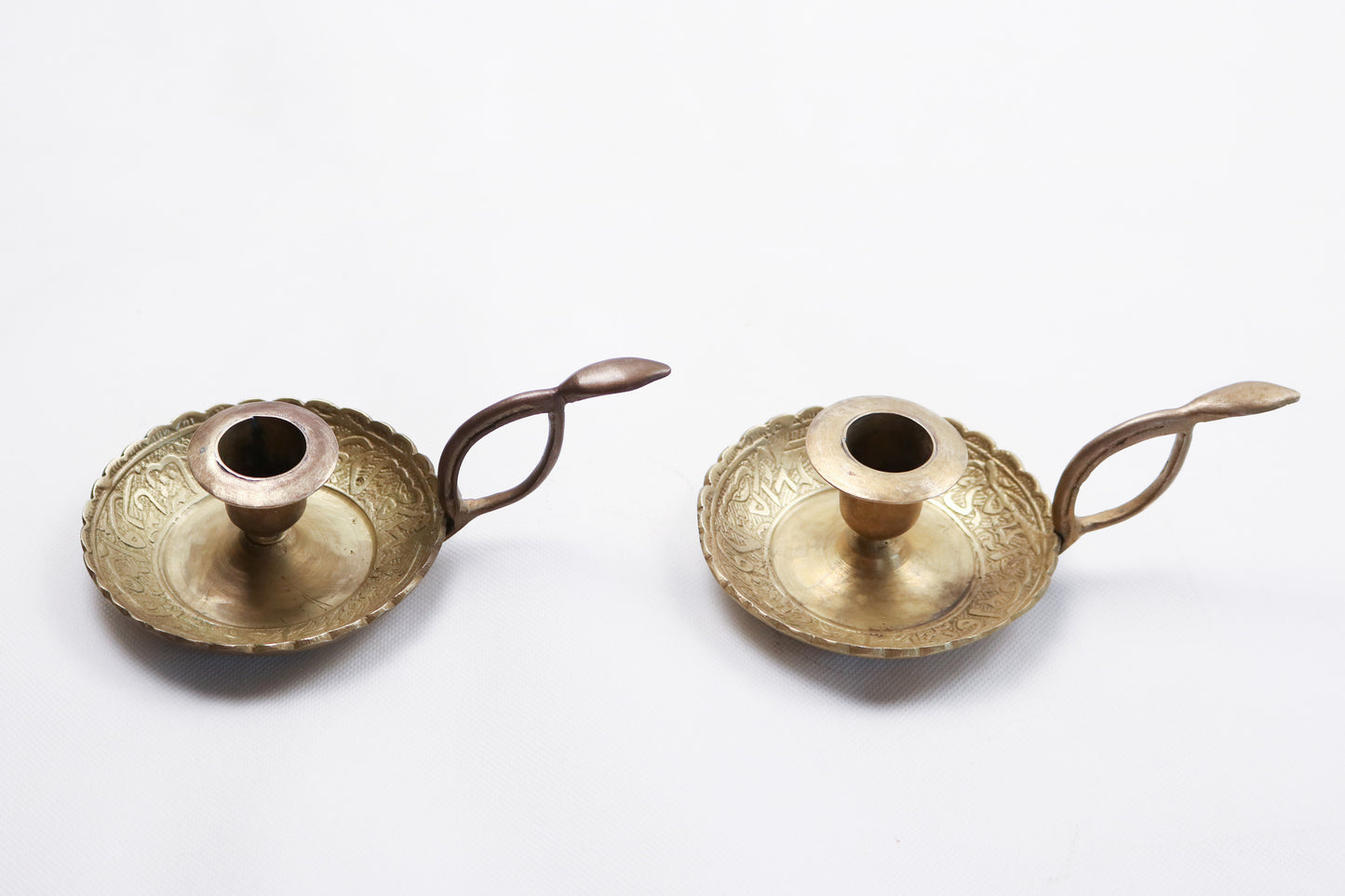 Handcrafted Copper Chamber Candle Holder with Handle Pair 1