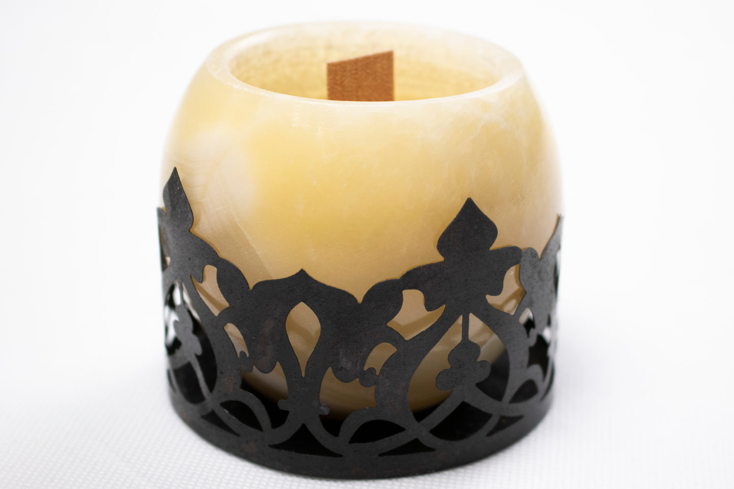 Alabaster Black Oud Scented Candler with Decorative Copper Sleeve