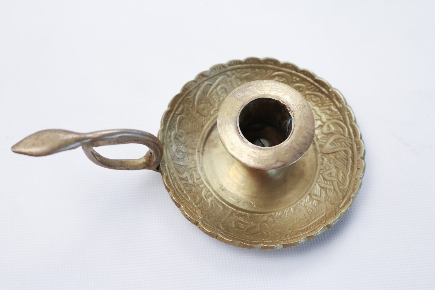 Handcrafted Copper Chamber Candle Holder with Handle Pair 1