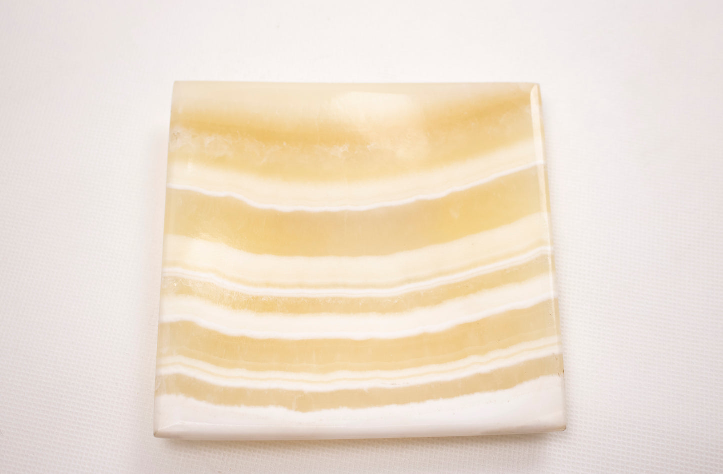 Natural Alabaster Square Tray – Honey Vein Finish