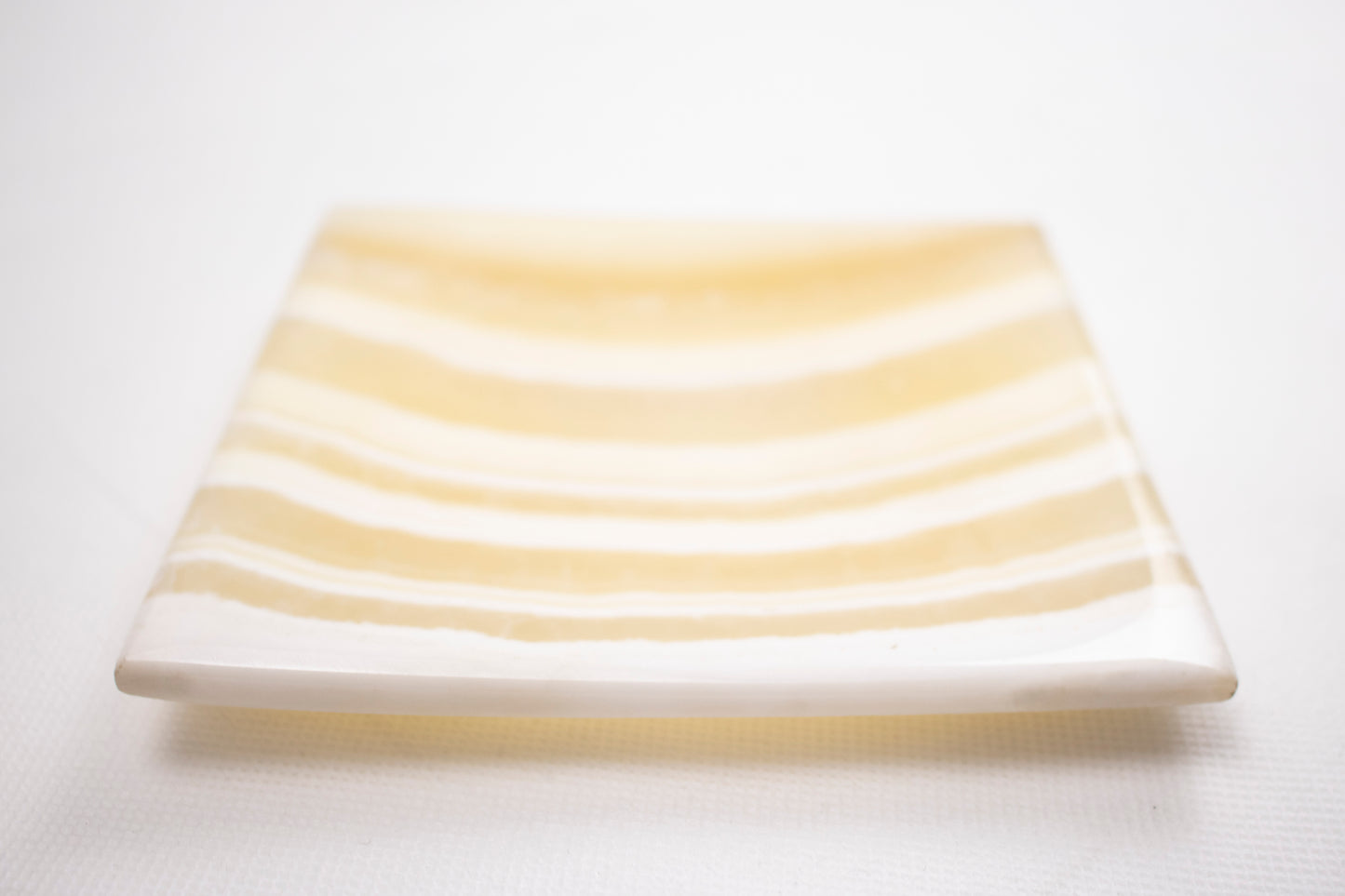 Natural Alabaster Square Tray – Honey Vein Finish