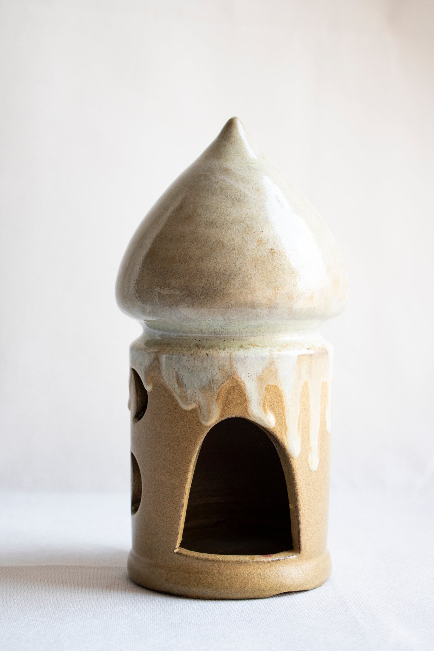 🌙 Ramadan Clay Lantern Medium Beige