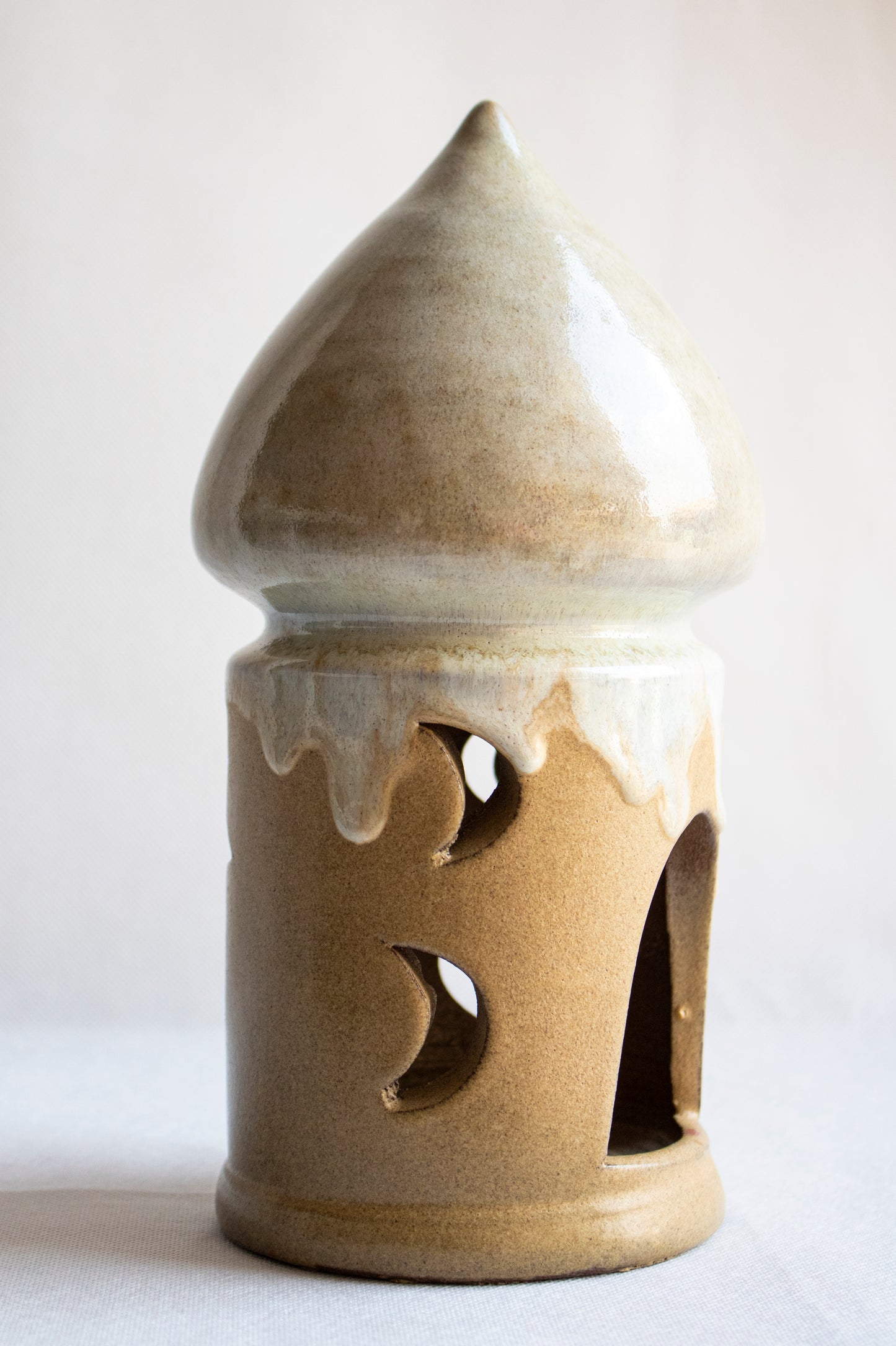 🌙 Ramadan Clay Lantern Medium Beige