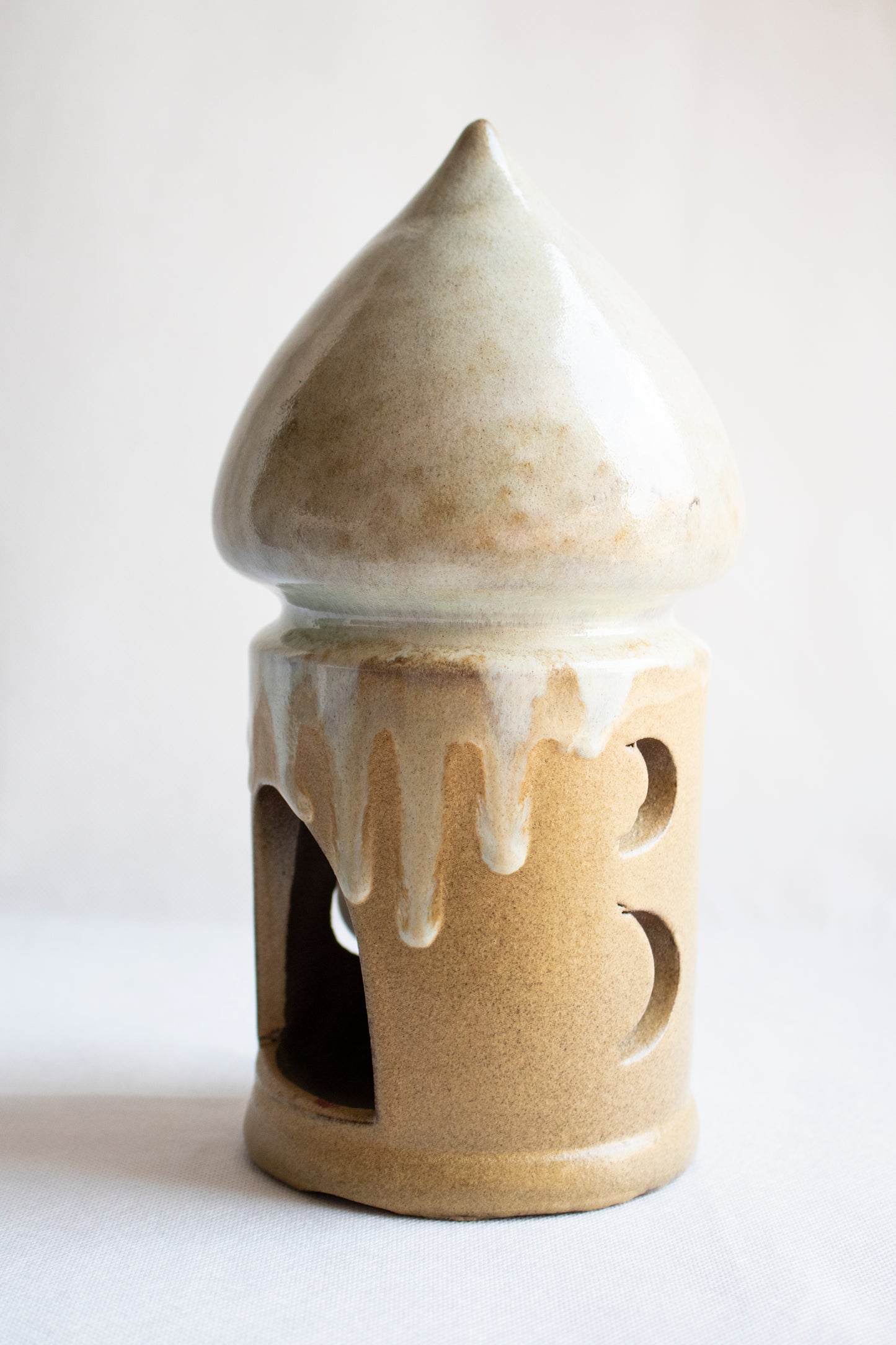 🌙 Ramadan Clay Lantern Medium Beige