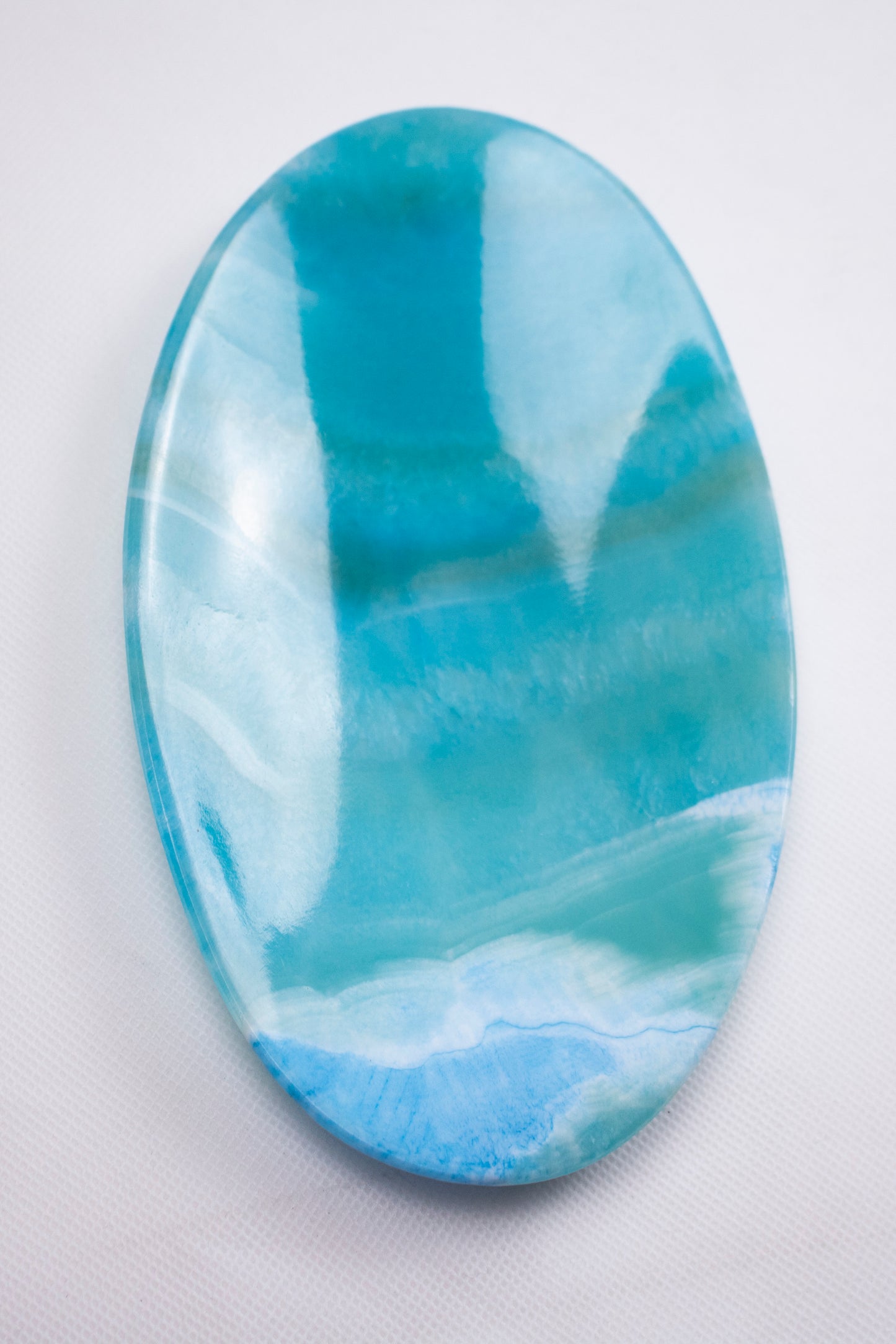 Natural Alabaster Oval Tray – Soft Blue Veining