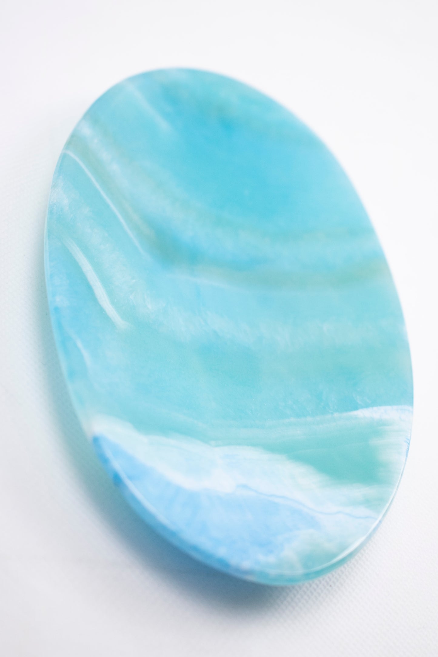 Natural Alabaster Oval Tray – Soft Blue Veining
