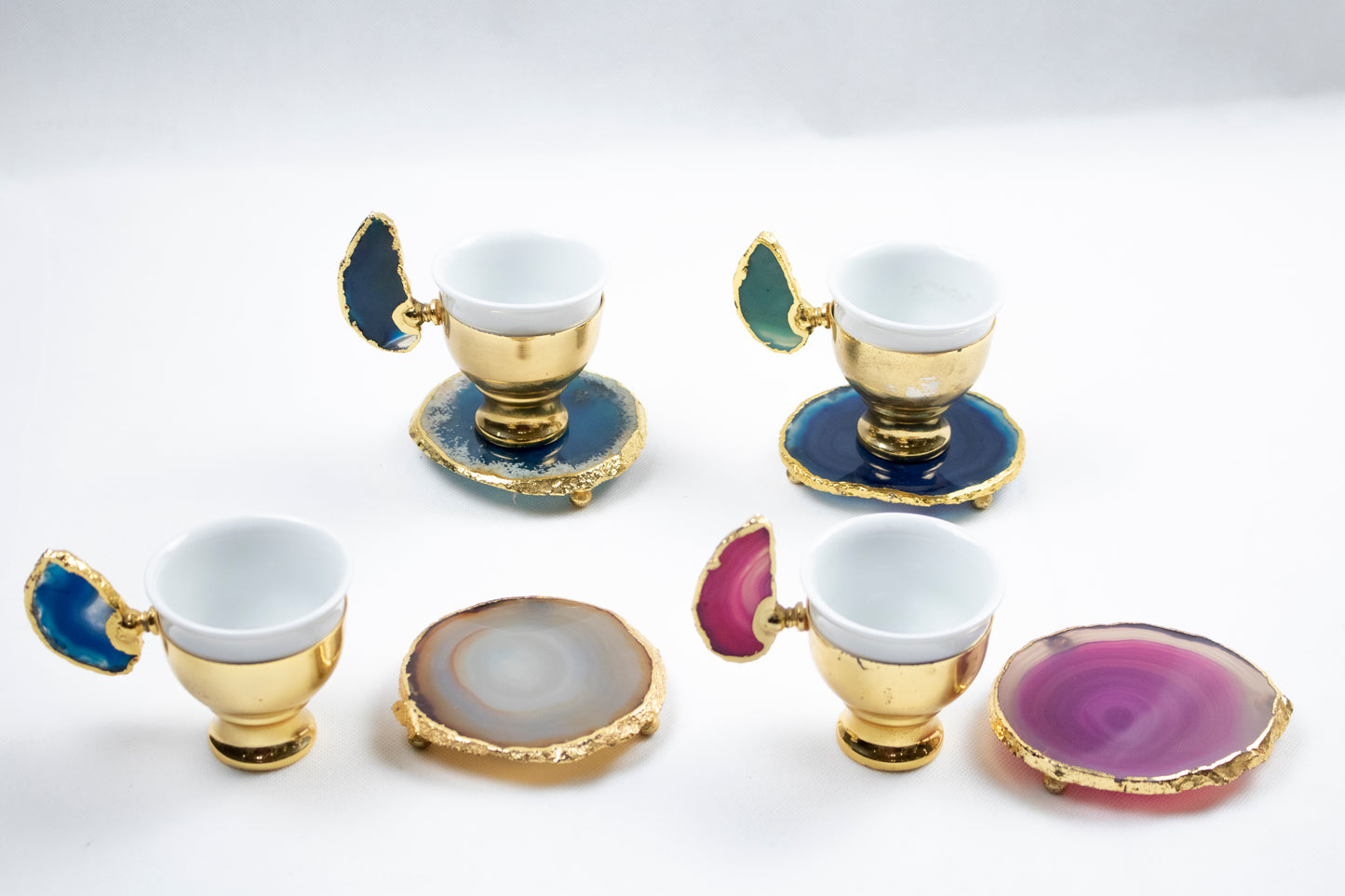 Agate Accent Demitasse Coffee Set – Gold Plated (1 Cup & 1 Coaster)