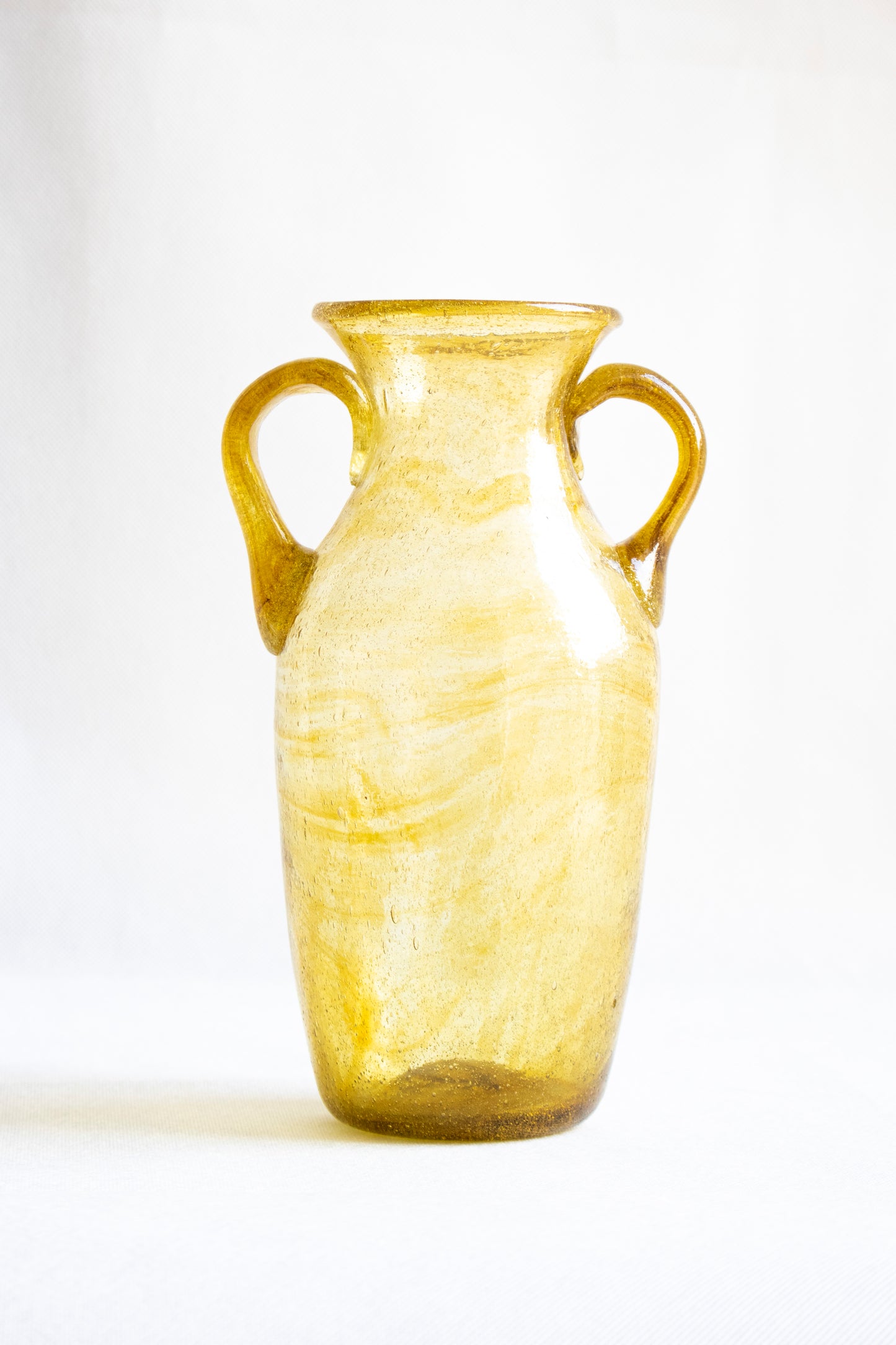 Hand-Blown Glass Amphora Vase in Amber
